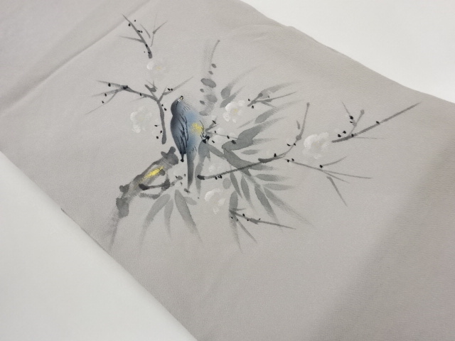 JAPANESE NAGOYA OBI / CHIRIMEN / KINSAI / UME